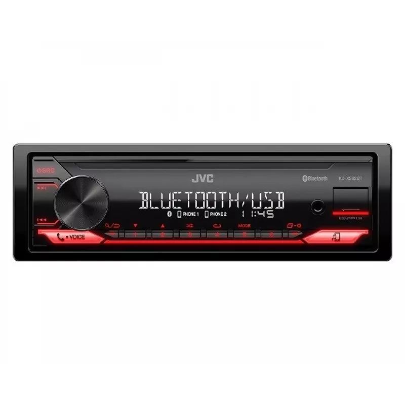 Automagnetola JVC KDX-282BT 1 DIN su Bluetooth 4.2, USB, CD, AUX, 8 juostų ekvalaizeriu, 50 W/kan.