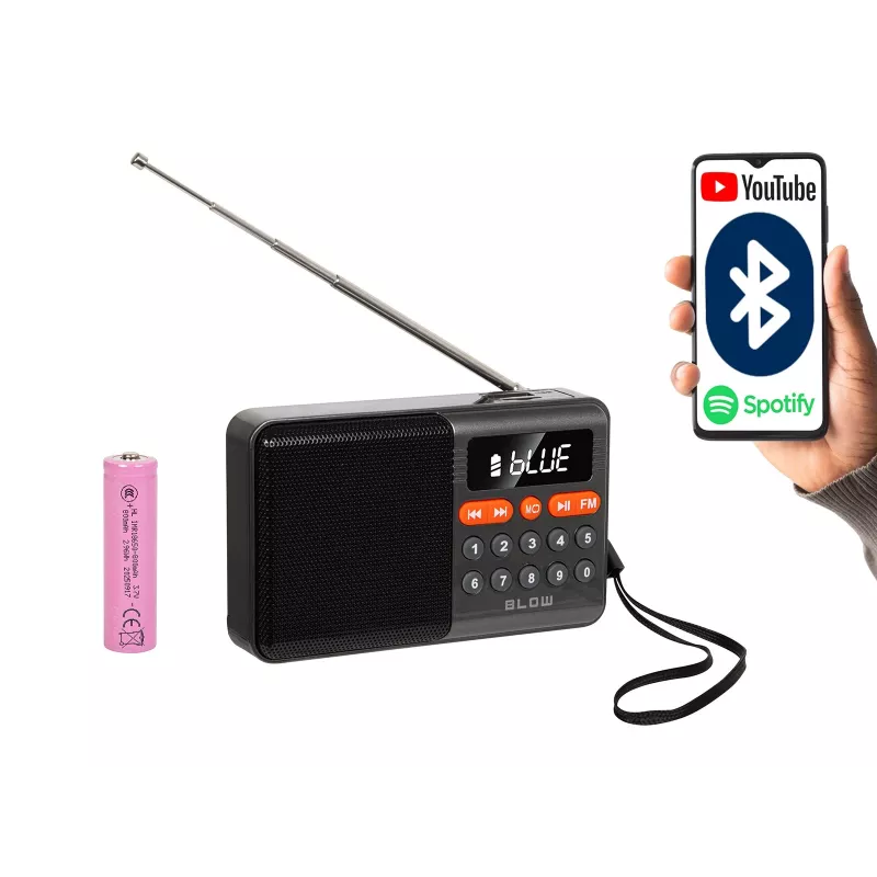 Nešiojamasis analoginis AM/FM Bluetooth radijas BLOW RA18 su FM imtuvu ir Bluetooth ryšiu