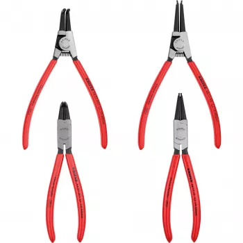 Knipex žiedinių fiksatorių replių rinkinys 4 vnt. sulankstomame dėkle 19–60 mm