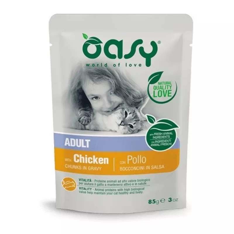 Oasy gabaliukai padaže suaugusioms katėms vištienos 85g
