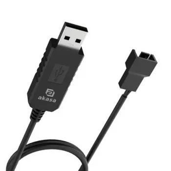 DC įtampos keitiklio kabelis Akasa AK-CBFA10-60BK iš USB į 3 ir 4 kontaktų PC ventiliatorių, 60 cm