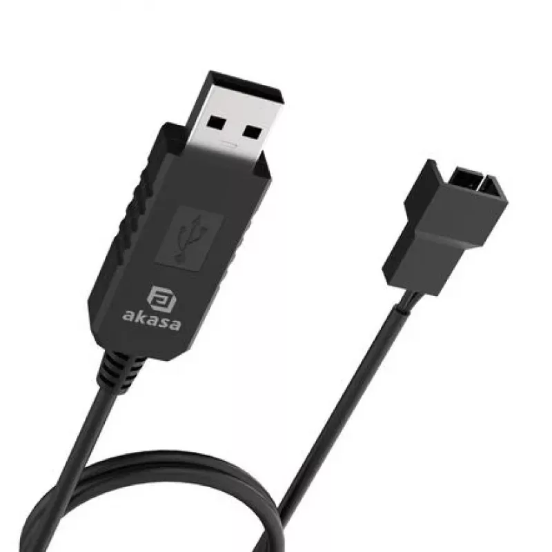 DC įtampos keitiklio kabelis Akasa AK-CBFA10-60BK iš USB į 3 ir 4 kontaktų PC ventiliatorių, 60 cm