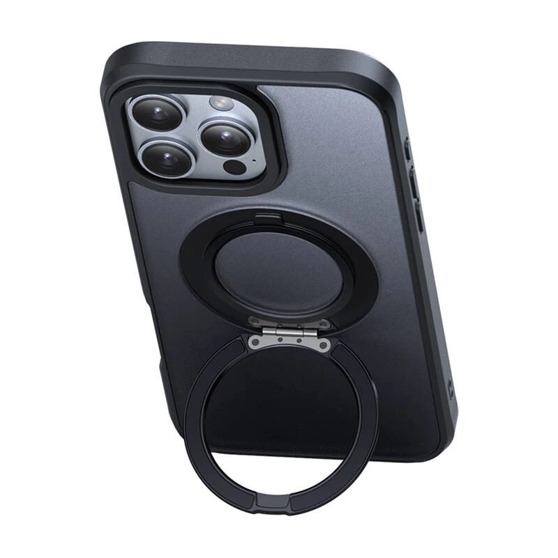 Apsauginis MagSafe dėklas Mcdodo PC-4933, skirtas iPhone 16 Pro Max, su integruotu stovu, juodas