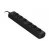 Maitinimo lizdas ActiveJet 6GNU - 3M - C, 6 lizdai, E tipas, 3 m kabelis, 10 A, juodas