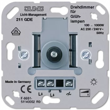 Sukamasis jungiklis JUNG 211 GDE, metalinė apdaila, 230–240 V kintamoji srovė, 50 Hz