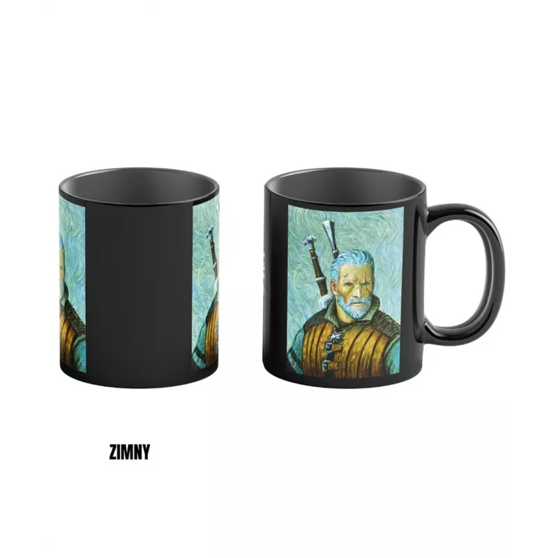 Šilumą atskleidžiantis puodelis Good Loot The Witcher 3 Game Art Chronicles - Geralt & Vincent van Gogh 450 ml juodas