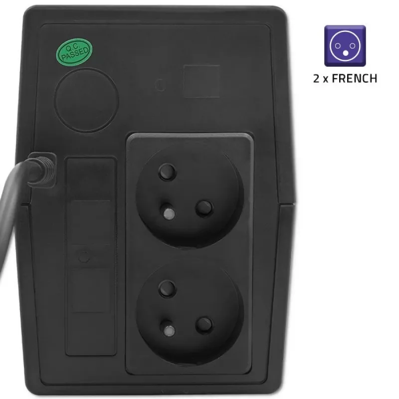 Qoltec 53772 nepertraukiamo maitinimo šaltinis (UPS) Line-Interactive 0,65 kVA 360 W 1 kintamosios srovės lizdas