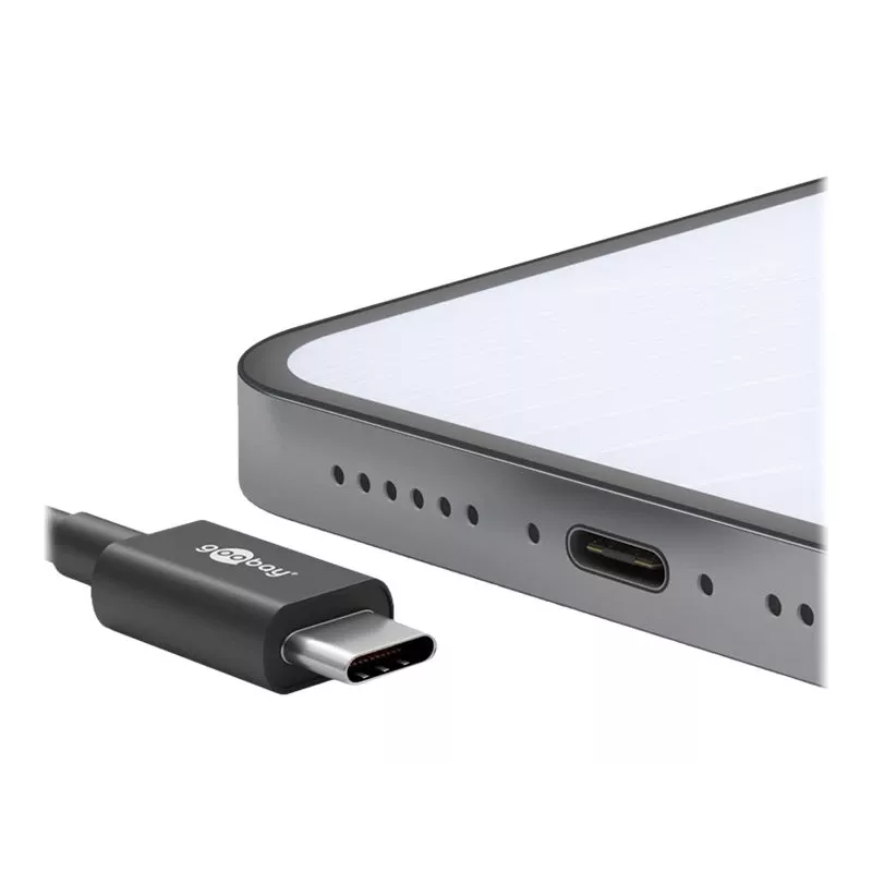 Wentronic goobay - USB laidas - USB-C (kištukas) į USB-C (kištukas) - USB2.0 3 A - 0,5 m - Juoda (66316)