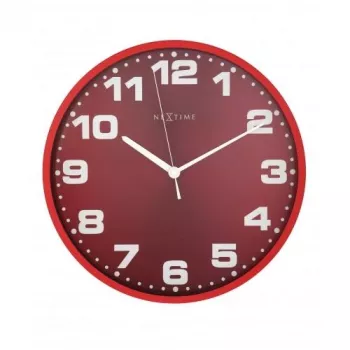NeXtime klok 3053ro Dash Raudona, Ø35 cm, Sieninis, Raudona/ Sidabrinė