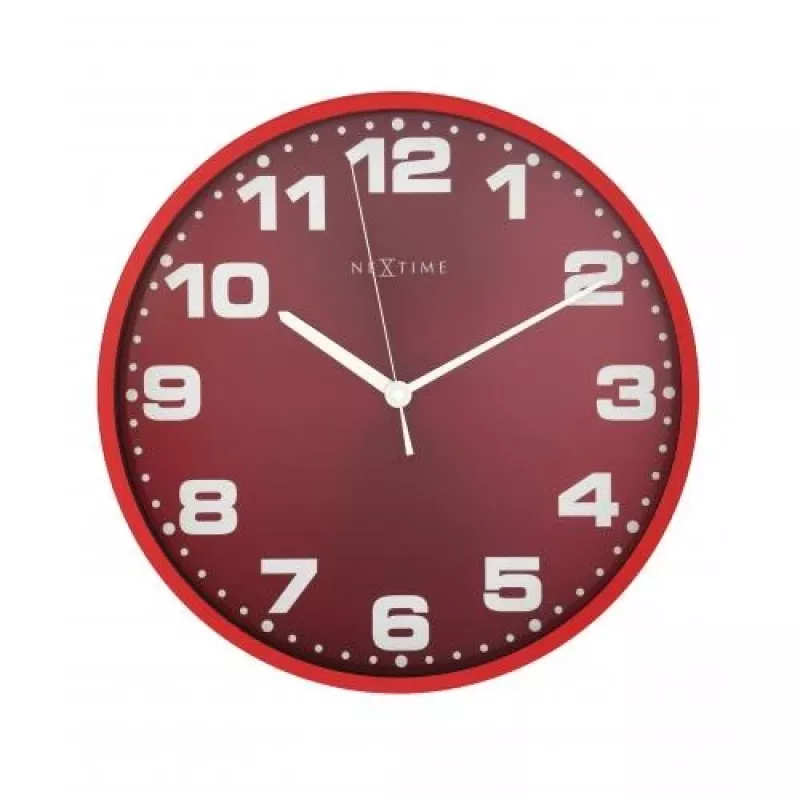 NeXtime klok 3053ro Dash Raudona, Ø35 cm, Sieninis, Raudona/ Sidabrinė