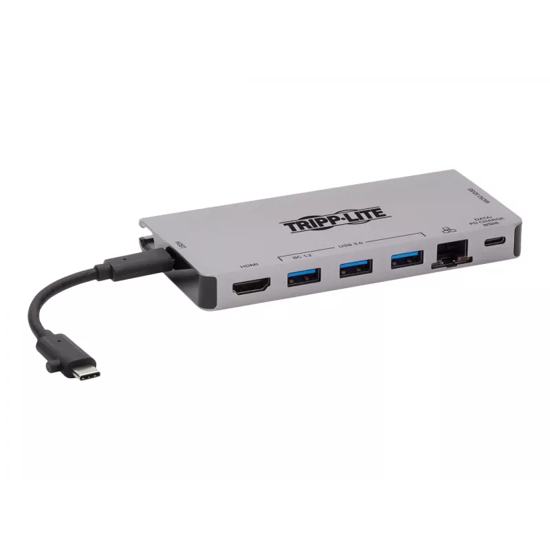 USB-C Dock - 4K HDMI, USB 3.2 Gen 1, USB-A Hub, GbE, atminties kortelė, 100W PD įkrovimas, nuimamas laidas U442-DOCK5D-GY
