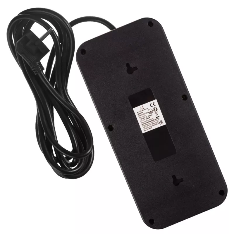 Maitinimo lizdas MACLEAN MCE391 B – 6 lizdai, 4×USB-A + 1×USB-C, 110–240V, 2500W, 3 m kabelis, juodas