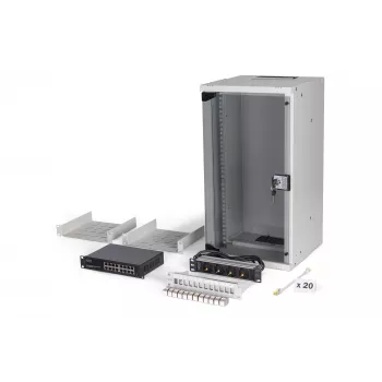 Prie sienos montuojamas stovas Digitus DN-49104-SET 12U 60kg IP20 Pilka