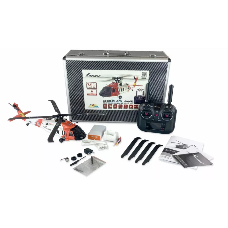 Amewi UH60 Juoda Hawk sraigtasparnis su elektriniu varikliu, mastelis 1:47