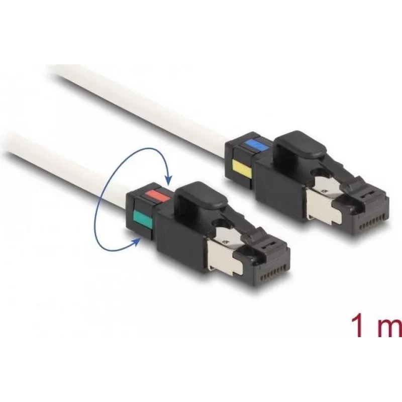 DeLOCK tinklo kabelis RJ45 kištukas–kištukas Cat.6A S/FTP 1 m baltas