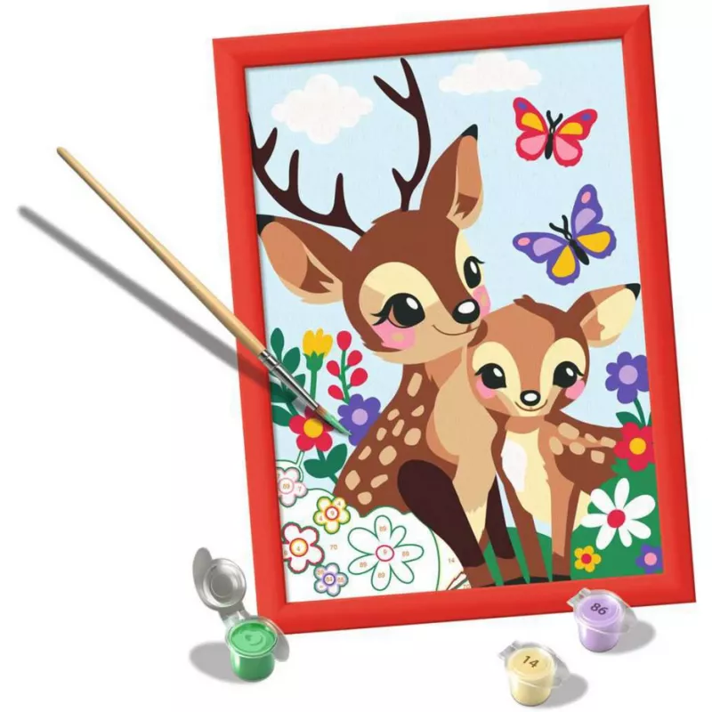 Tapybos pagal numerius rinkinys Ravensburger CreArt Happy Deer — numeruota drobės tapybos rinkinys