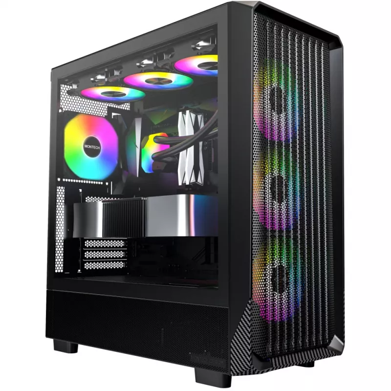 PC korpusas Montech X5 Midi Tower juodas ATX 3x140mm ventiliatoriai