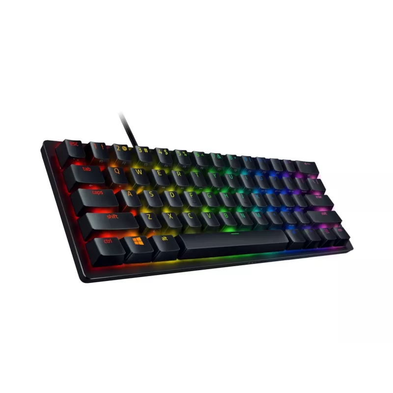 Razer Huntsman Mini 60% žaidimų klaviatūra su optomechaniniais violetiniais jungikliais, RGB LED apšvietimu, NORD išdėstymu, laidinė