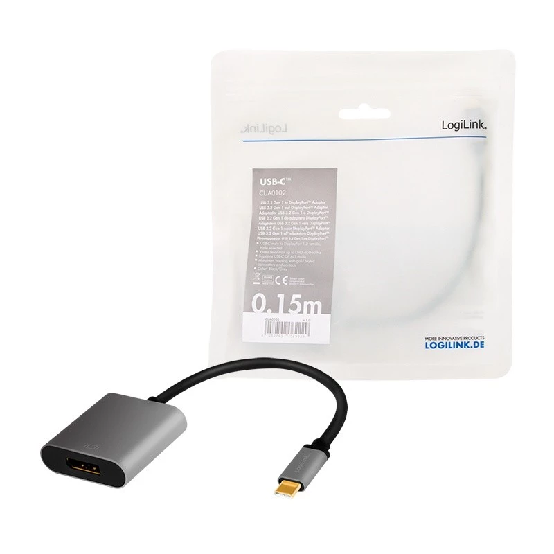LogiLink CUA0102 USB 3.2 Gen1 Type-C į DisplayPort laidas 0,15 m juodas