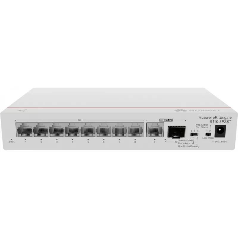 HUAWEI eKit S110 Series S110-8P2ST nevaldomas L2 Gigabit Ethernet (10/100/1000) maitinimas per Ethernet (PoE) pilkas