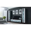 TV staliukas Cama Meble VIGO NEW 30/140/40 — 1400×400×300 mm, pilkas viršus, medžio drožlių plokštė, pilkas rėmas, balti blizgūs fasadai