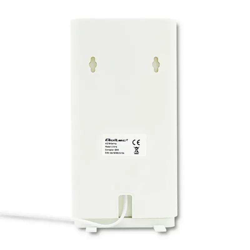 Įvairiakryptė antena QOLTEC 57013, 0,6–2,7 GHz, 30 dBi, vertikali poliarizacija, 50 Ω, baltas ABS korpusas