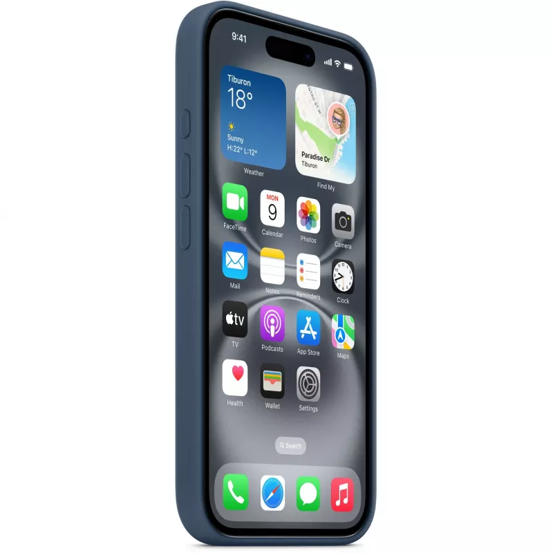 Silikoninis dėklas Apple iPhone 16 MagSafe Denim dangtelis mėlynas 6,1 colio