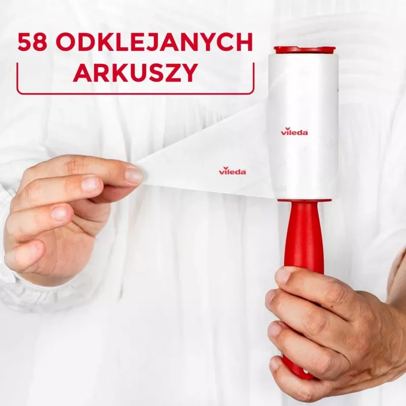 Drabužių priežiūros įrankis VILEDA 173390 — lipnus gyvūnų plaukų volelis, plotis 52 mm, aukštis 250 mm, ergonomiška rankena