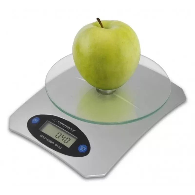 Elektroninė virtuvinė svarstyklė ESPERANZA Avocado Pilka — 5 kg talpa, bambukinė platforma, g/lb/oz vienetai