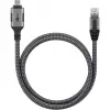Ethernet laidas USB-C 3.2 Gen2 kištukas > RJ-45 kištukas, LAN adapteris juodas/sidabrinis, 3 metrai, pintas medžiaginis apvalkalas