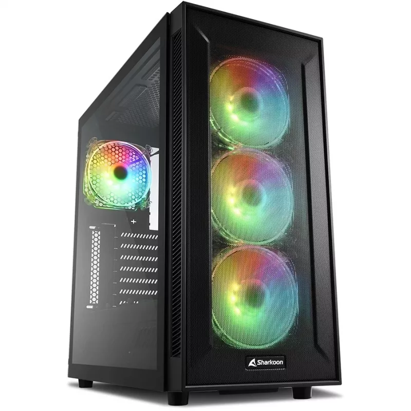 PC korpusas Sharkoon TG6M RGB Tower juoda