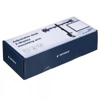 Monitoriaus laikiklis Gembird MA-D2-01 2 ekranams iki 32 colių, VESA 75x75–100x100, spaustuvas, 18 kg, juodas