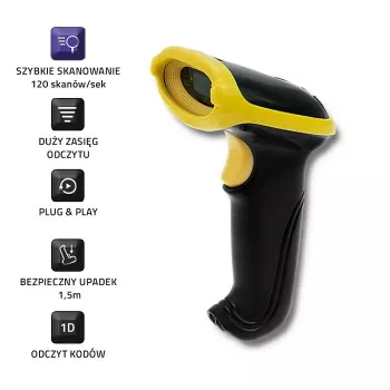 Qoltec 50862 Belaidis lazerinis brūkšninių kodų skaitytuvas 1D | 2,4 GHz