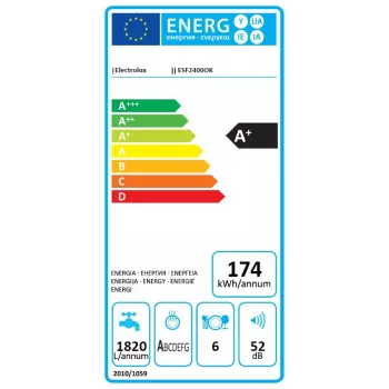 Electrolux ESF2400OK stalviršinė indaplovė 6 vietų komplektams 52 dB