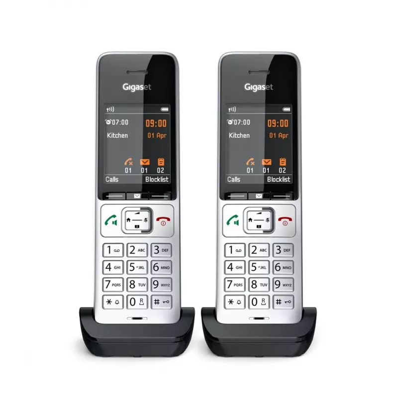 Gigaset COMFORT 500HX duo Analoginis/DECT telefonas su skambučio numerio atpažinimu, juodas, sidabrinis