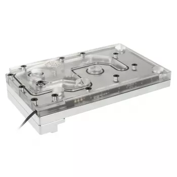 Vandens blokas BitsPower Monoblock, skirtas ASRock X399M Taichi RGB, akrilas/vario, nikeliuotas, 90×142×29,1 mm