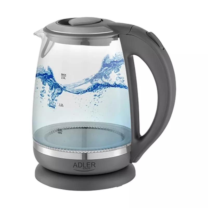 Adler | Virdulys | AD 1286 | Standartinis | 2200 W | 2 L | Plastikas/Stiklas | 360° besisukantis pagrindas | Pilka/Skaidri