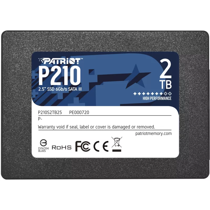 2.5 col. SATA III SSD PATRIOT P210 2 TB — 500 MB/s skaitymo, 400 MB/s rašymo, 7 mm
