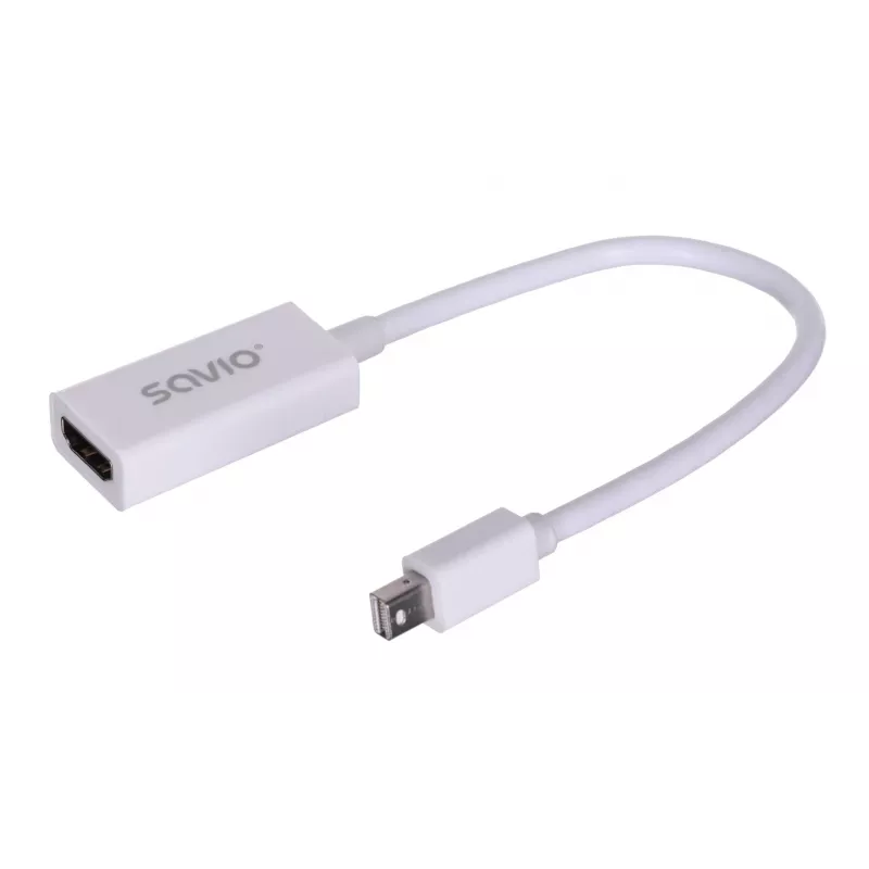 Vaizdo kabelio adapteris SAVIO Mini DisplayPort (kištukas) į HDMI Type A (lizdas) 0,2 m, baltas