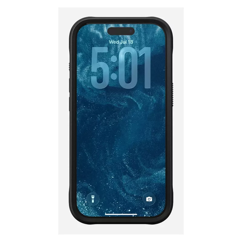 Mobiliojo telefono dėklas Nomad Rugged Leather Case, skirtas Apple iPhone 17 Pro, oda/TPU/PC/aliuminis, tinka 16 cm (6,3 colio) ekranams, juodas