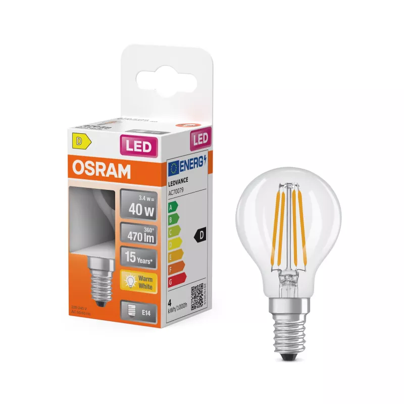 Osram Parathom Classic P kaitinamoji lemputė | E14 | 3,4 W | Šilta balta