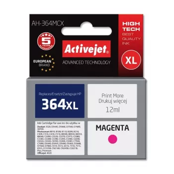 Activejet AH-364MCX rašalas (pakaitalas HP 364XL CB324EE; Premium; 12 ml; purpurinis)