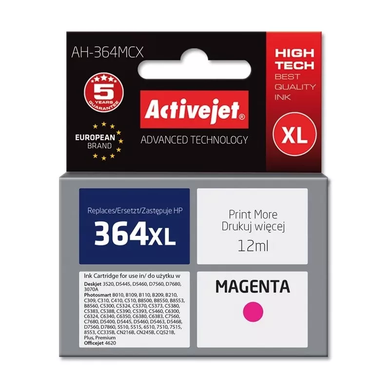 Activejet AH-364MCX rašalas (pakaitalas HP 364XL CB324EE; Premium; 12 ml; purpurinis)