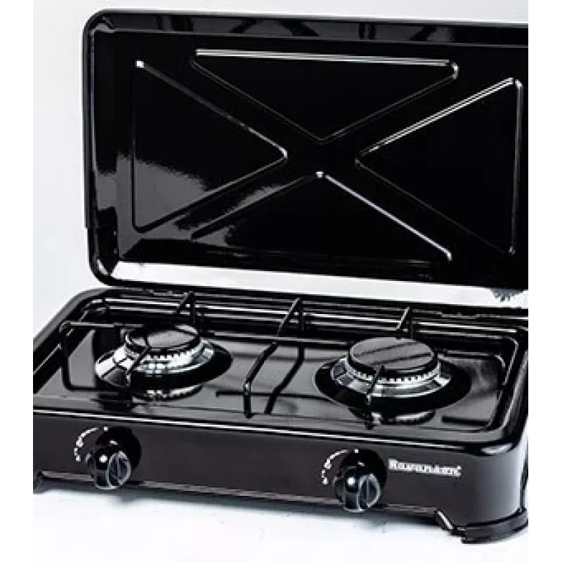 Pastatoma dujinė kaitlentė Ravanson K-02TB [juoda; 2 zonos]