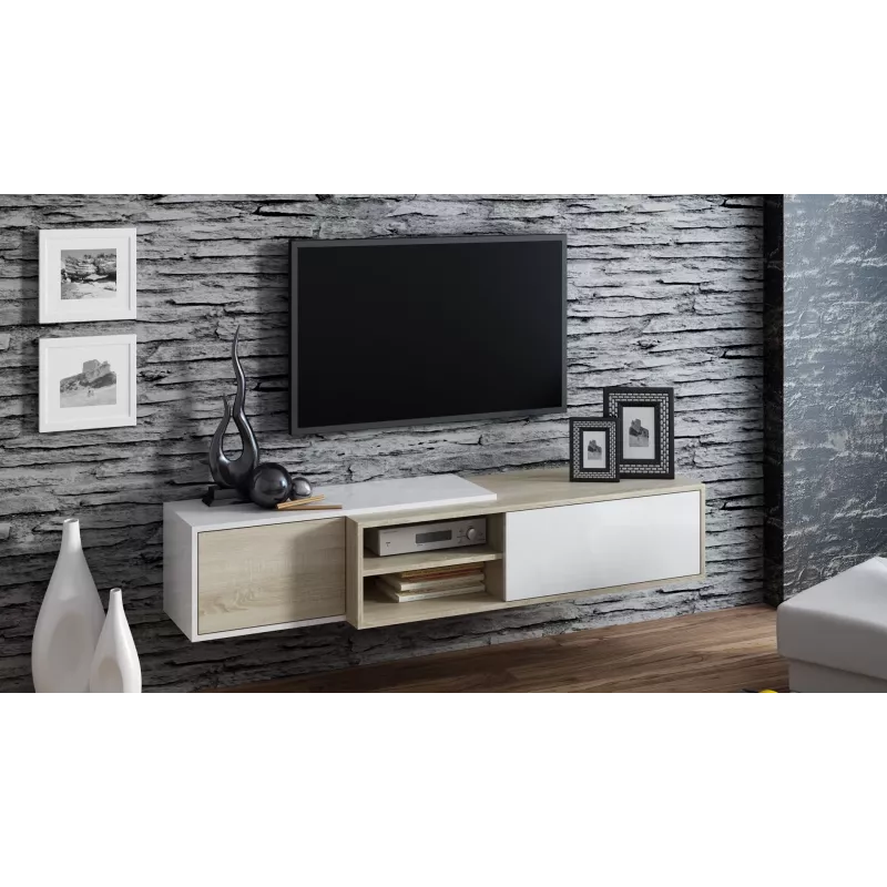 Cama TV spintelė SIGMA1 180 sonomos ąžuolas/baltas blizgus