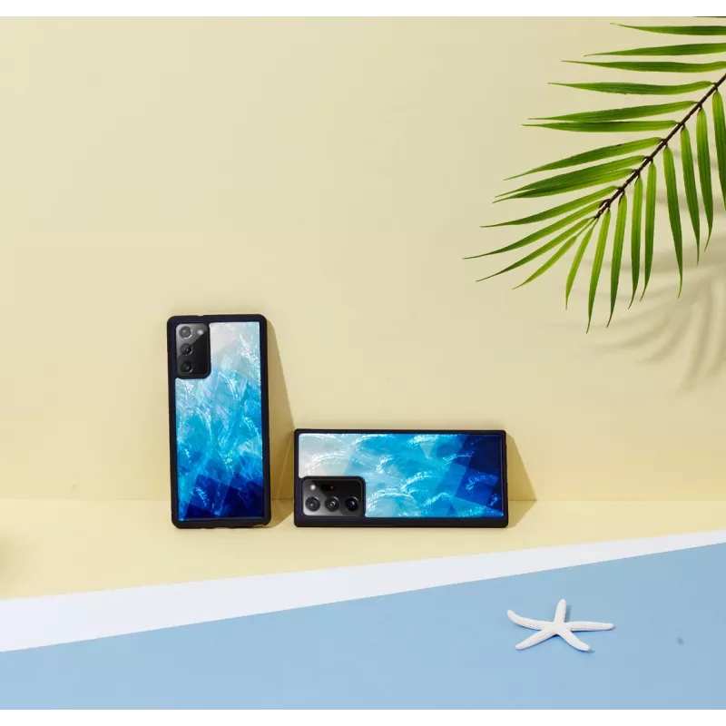 Apsauginis dėklas iKins Samsung Galaxy Note 20 — mėlynas ežeras ir juodas, plonas dangtelis
