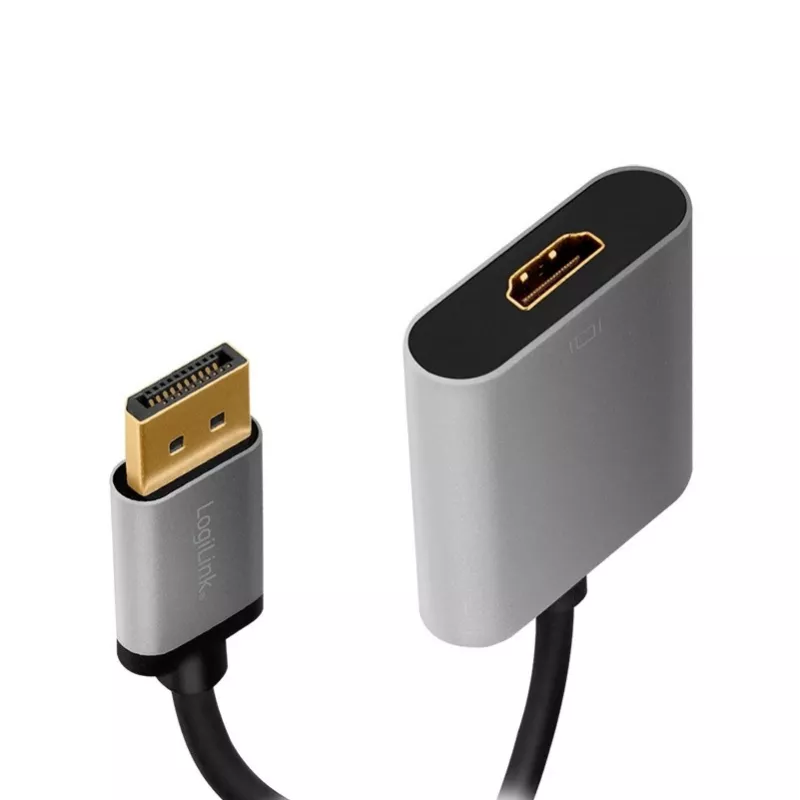 LogiLink CDA0108 video kabelio adapteris 0,15 m DisplayPort HDMI juoda pilka