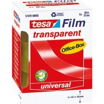 tesafilm® permatoma, 6 rulonai, Office Box, 66m x 25mm (11640H)