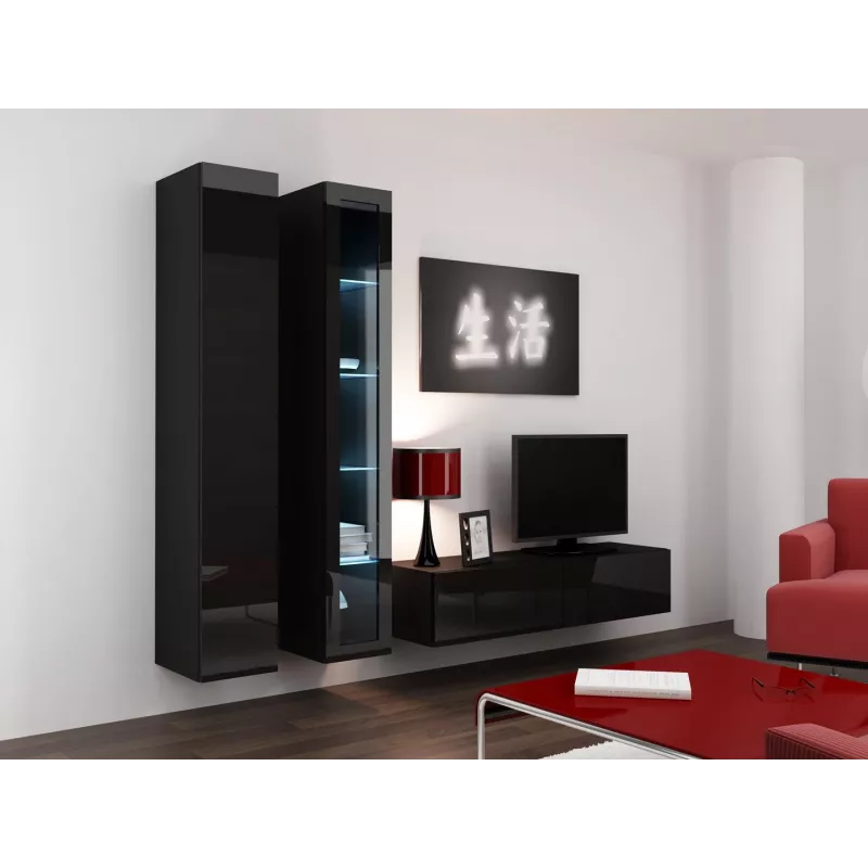 Cama TV stovas VIGO 140 30/140/40 juodas/juodas blizgus