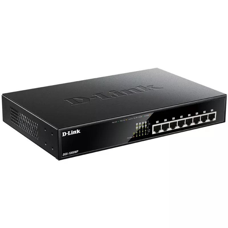 Nevaldomas jungiklis D-Link DGS-1008MP 8 prievadų stalinis Gigabit maks. PoE jungiklis